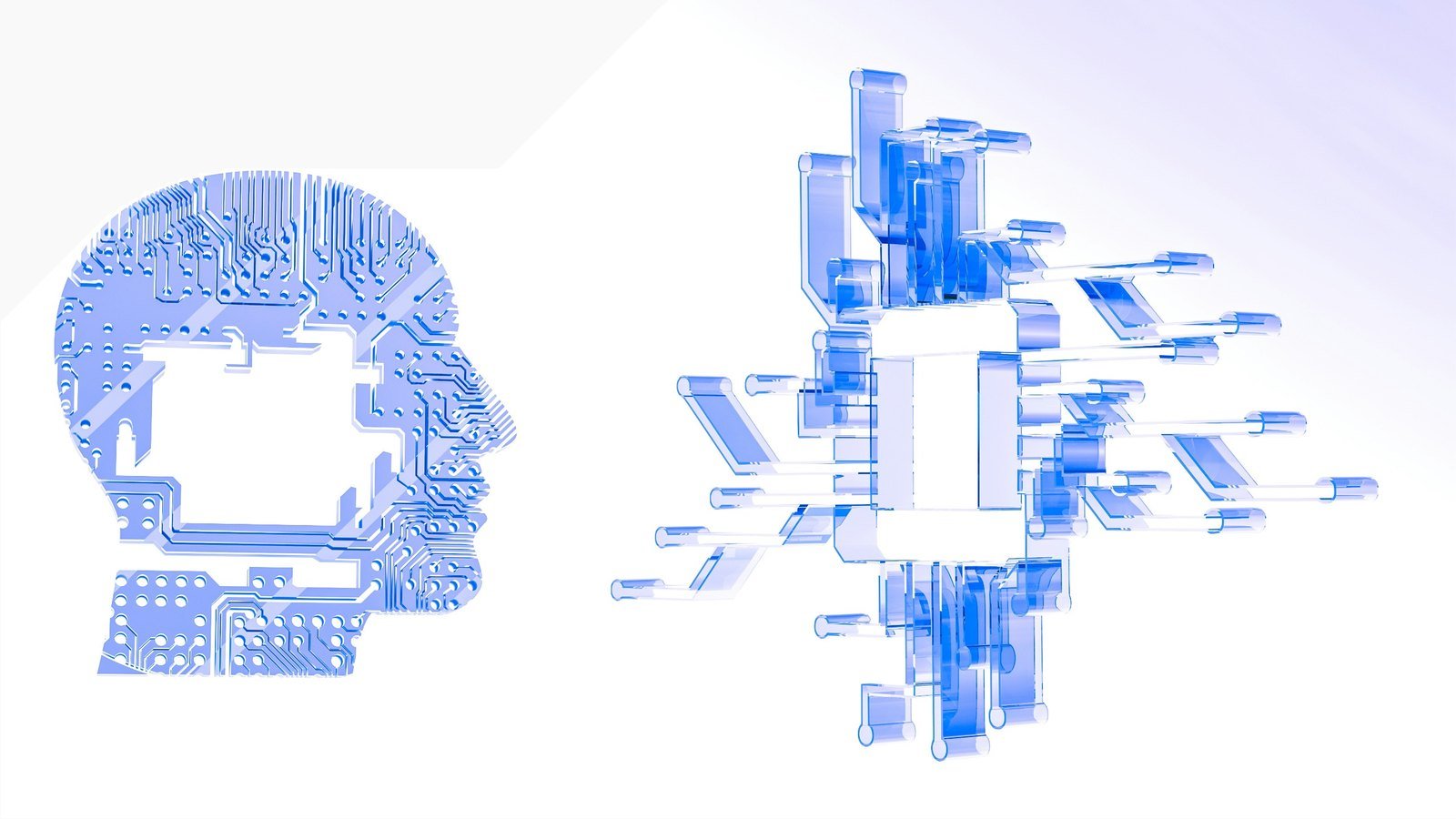 Circuit-board head and a transparent processor illustrating Corveon's cloud, ERP, data and AI services